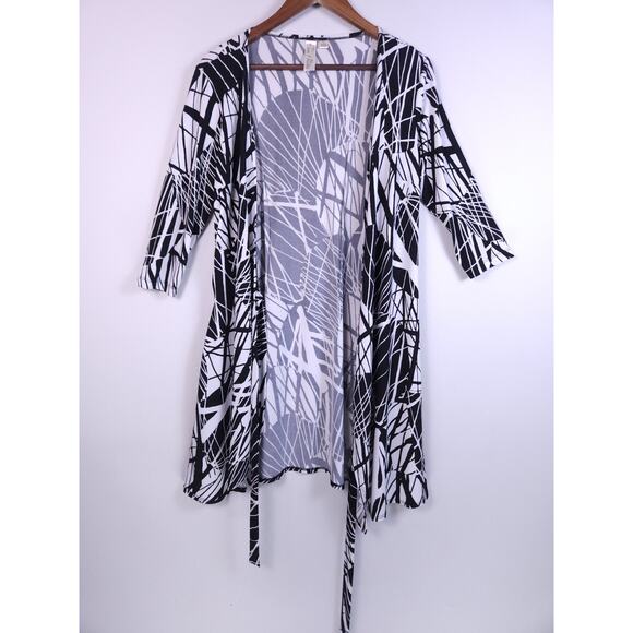 Emma & Michele SMALL Black And White Wrap Dress Woman’s - Picture 9 of 10